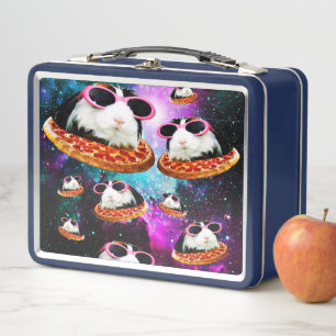 Funny space guinea pig metal lunch box