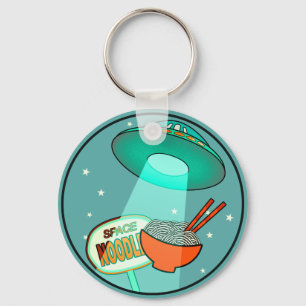 Funny Space Noodles 2   Button Keychain