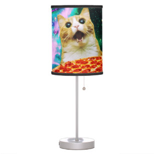 Funny space pizza cat table lamp