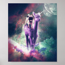 Funny Space Pug Riding On Alpaca Unicorn