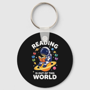 Funny space reading is out of this world books keychain