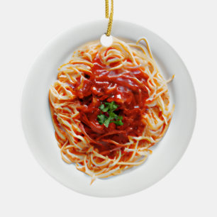 Funny Spaghetti Pun Christmas Ceramic Ornament
