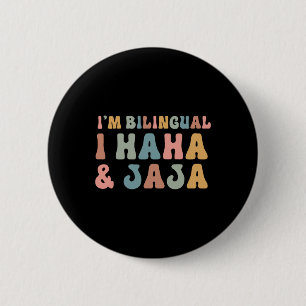 Funny Spanish Teacher Groovy I'm Bilingual I Haha  2 Inch Round Button
