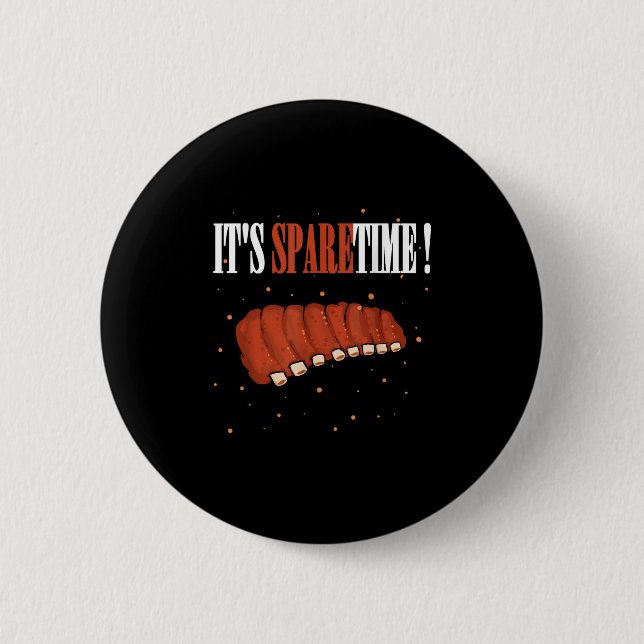 Funny Sparetime Grilling Meat Smoking Bbq Sparerib 2 Inch Round Button (Front)