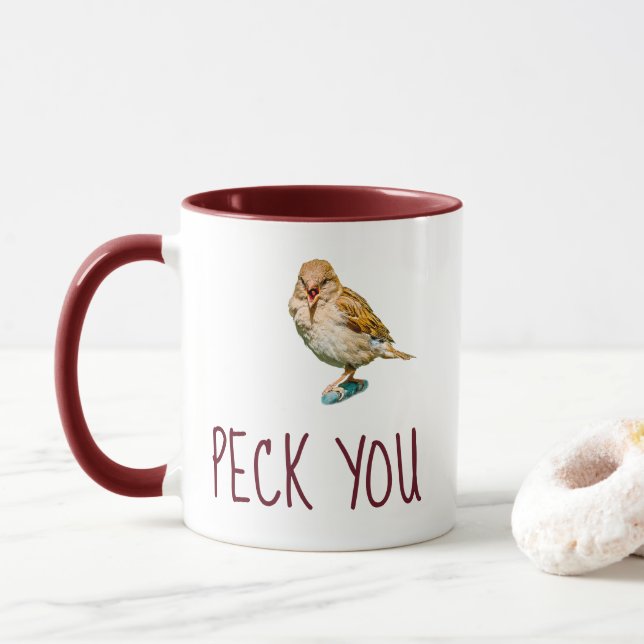 Funny Sparrow - Peck You Mug (With Donut)