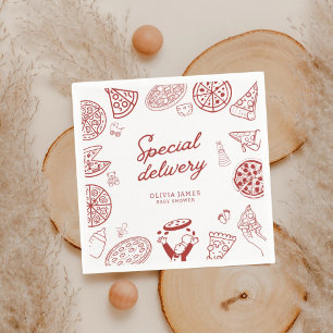 Funny special delivery pizza baby shower napkin