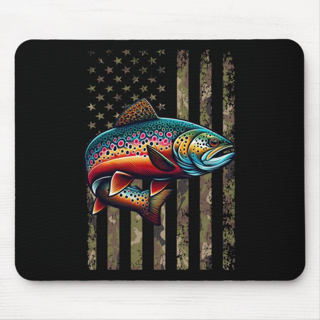 Funny Speckled Brook Trout American Flag Fishing M Mouse Pad (Front)