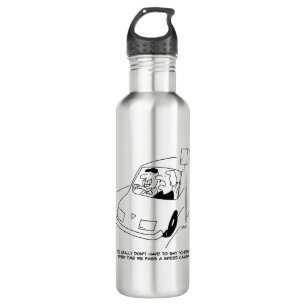Funny Speed Camera Cartoon Shows Man Driving 710 Ml Water Bottle