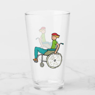 Funny Speedy Wheelchair User Glass