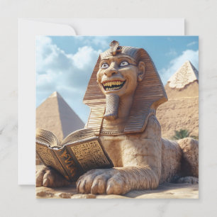 Funny Sphinx Statue Reading Ancient Book in Egypt  Holiday Card