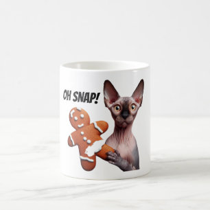 Funny Sphynx Cat Gingerbread Cookie Oh Snap Coffee Mug