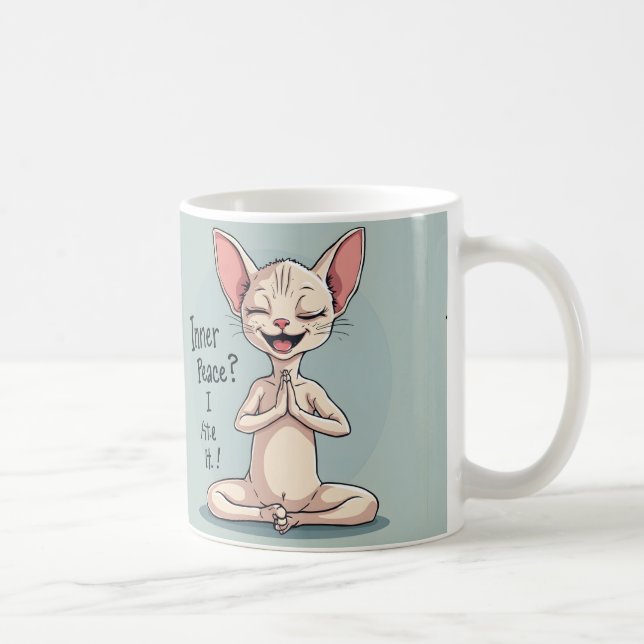 Funny Sphynx Cat Inner Peace Art Coffee Mug (Right)
