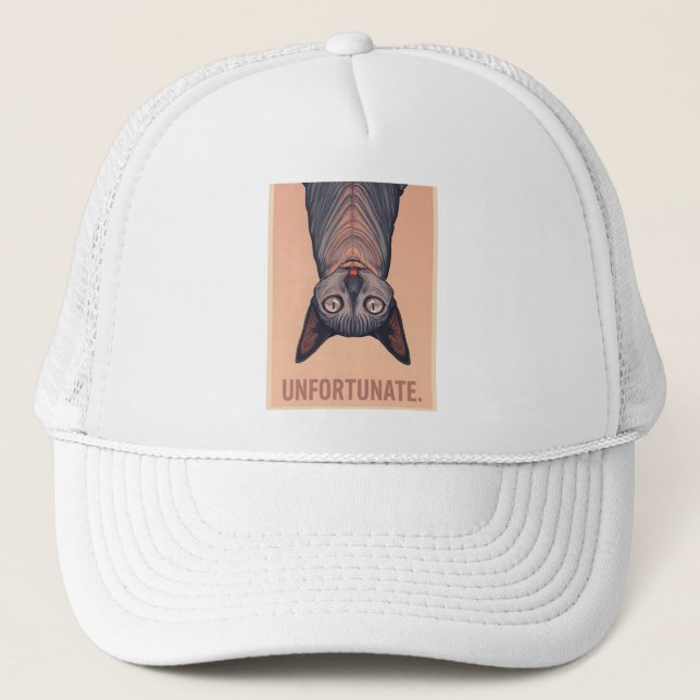 Funny Sphynx Cat Unfortunate Meme Art - Sarcastic  Trucker Hat (Front)