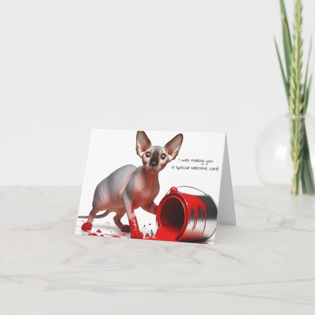 Funny Sphynx Valentine Card (Front)