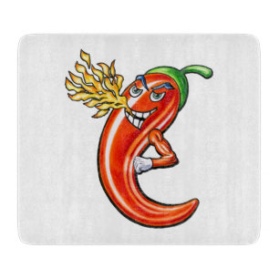 Funny Spicy Chili On Fire Cutting Board