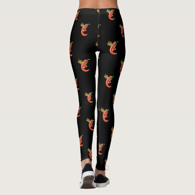 Funny Spicy Chili On Fire Leggings (Back)