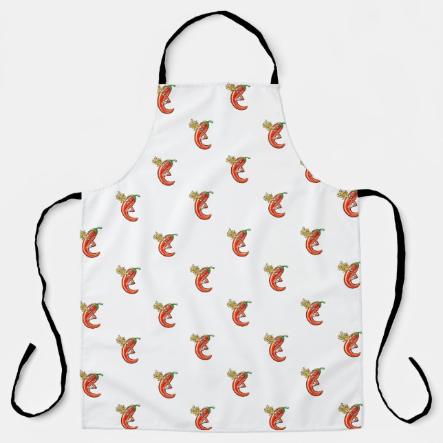 Funny Spicy Chili On Fire Pattern Apron (Front)