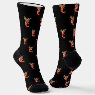 Funny Spicy Chili On Fire Pattern Socks