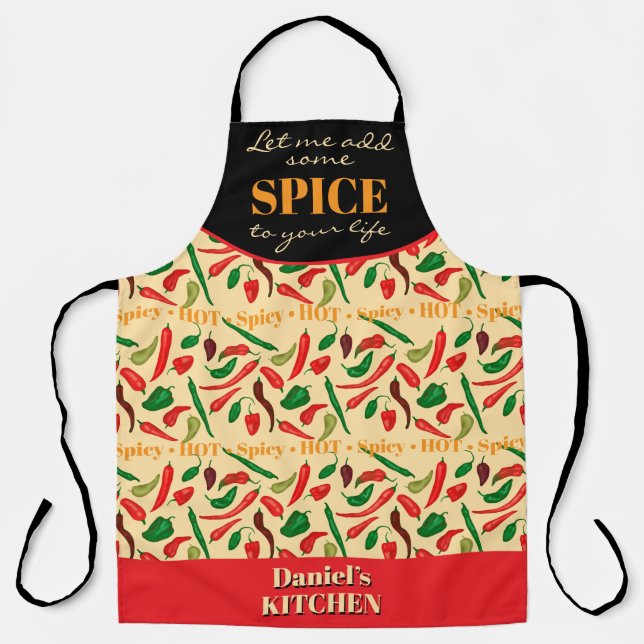 Funny spicy hot peppers red green  apron (Front)