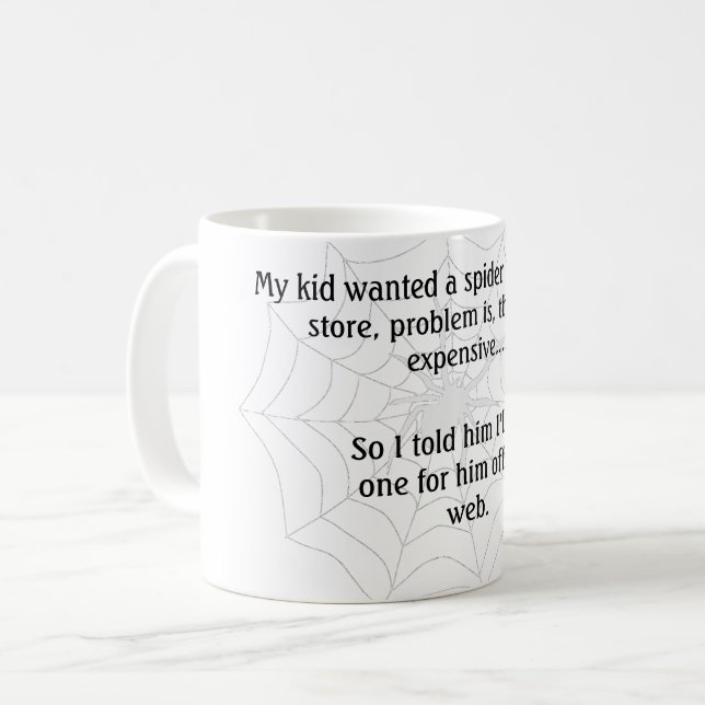 Funny Spider Joke Coffee Mug (Front Left)