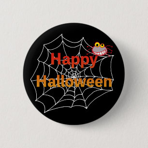 Funny Spider on Halloween Web 2 Inch Round Button