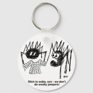 Funny Spiders and Spiders Web Weaving Cartoon Keychain