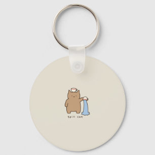 Funny Spill Cat Kawaii Brown Kitty Illustration Keychain