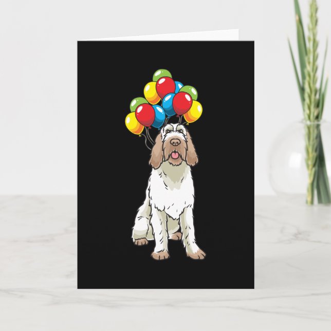 Funny Spinone Italiano Dog With Balloons Card (Front)