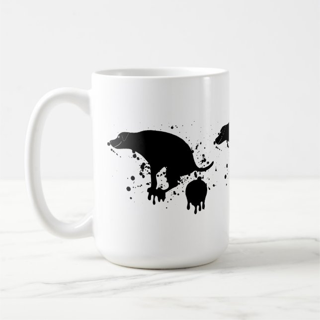 Funny Splatter Pooping Dog Coffee Mug (Left)
