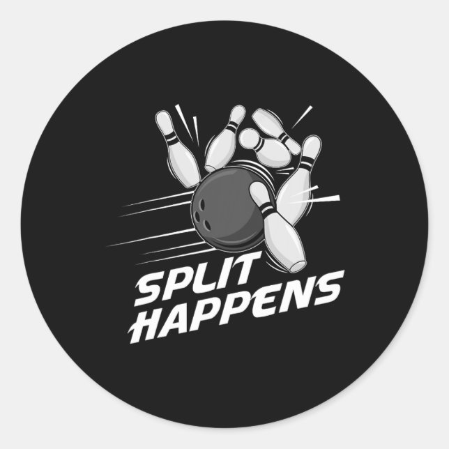 Funny Split Happens Bowling Team Bowling Squad Spl Classic Round Sticker (Front)