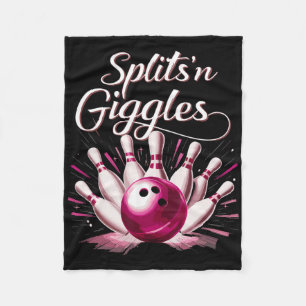 Funny Splits n Giggles Bowling Team Cute Bowler  Fleece Blanket