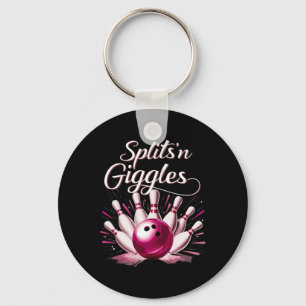 Funny Splits n Giggles Bowling Team Cute Bowler Keychain