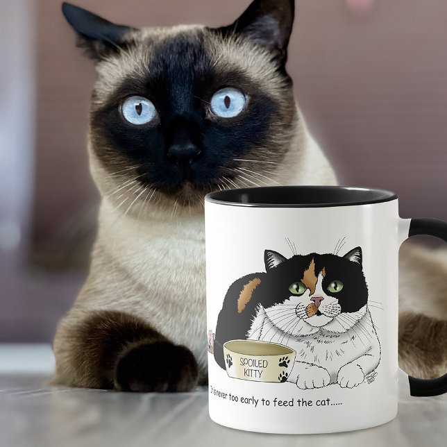 Funny Spoiled Calico Feed Cat Pink Mug (Creator Uploaded)