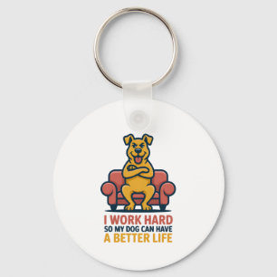 Funny Spoiled Dog Quote Couch Illustration Keychain