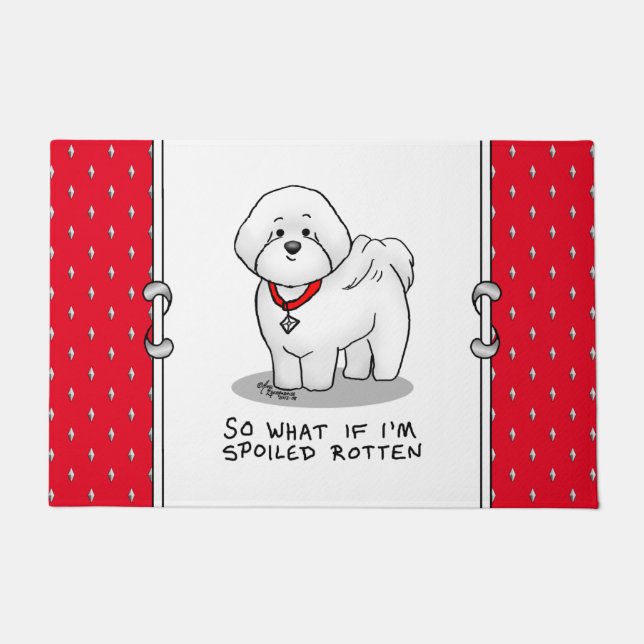 Funny Spoiled Rotten Bichon Frise Dog - Cute Doormat (Front)