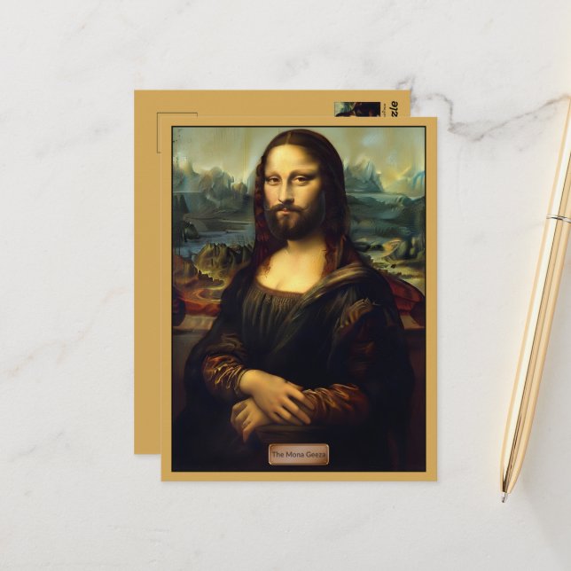 Funny, Spoof Da Vinci Art Postcard (Front/Back In Situ)