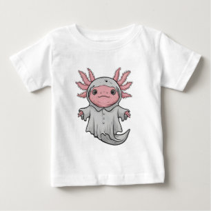 Funny Spooky Axoltol Amphibian Halloween Ghost  Baby T-Shirt