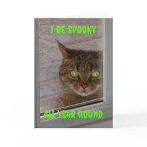 Funny Spooky Cat Halloween Card