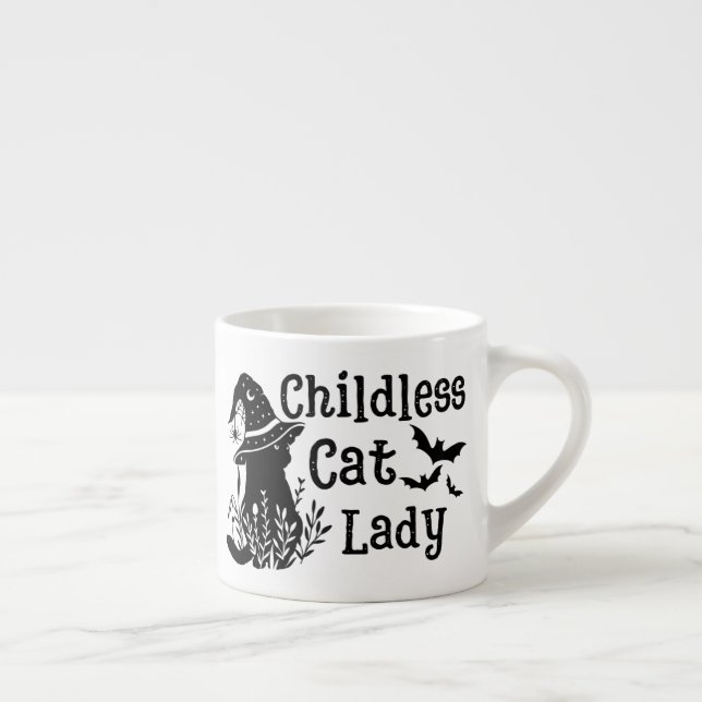 Funny Spooky Cut Childless Cat Lady  Espresso Cup (Right)