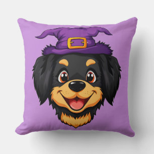 🐾👻 Funny Spooky Cute Dog Halloween Pet Vibes ✨🧡 Throw Pillow