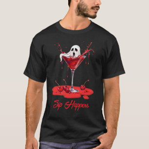 Funny Spooky Deadly Drink Halloween Skull Cocktail T-Shirt