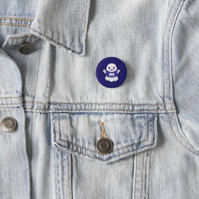 Funny Spooky Ghost Illustration Design 1 Inch Round Button (In Situ)
