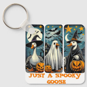 Funny Spooky Goose Halloween Witch Pumpkin Art Keychain