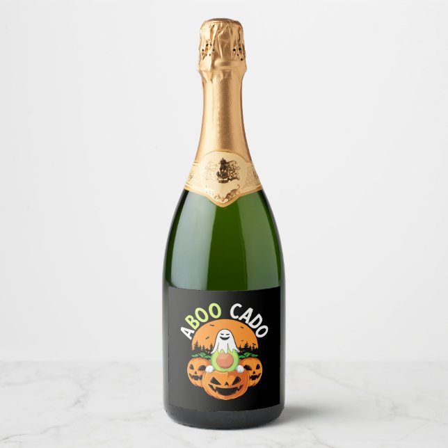Funny Spooky Halloween Design Kids Men and Women Sparkling Wine Label (Front)