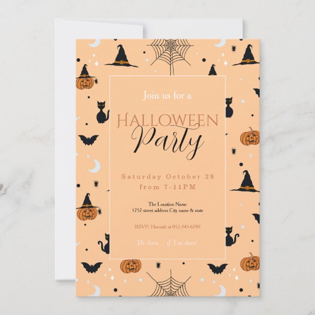 Funny Spooky Halloween Orange Design Invitation (Front)