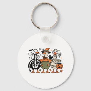 Funny Spooky Halloween Silly-goose Ghost Treat Or  Keychain