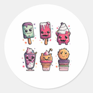 Funny Spooky Horror Halloween Ice Cream Summer Tod Classic Round Sticker