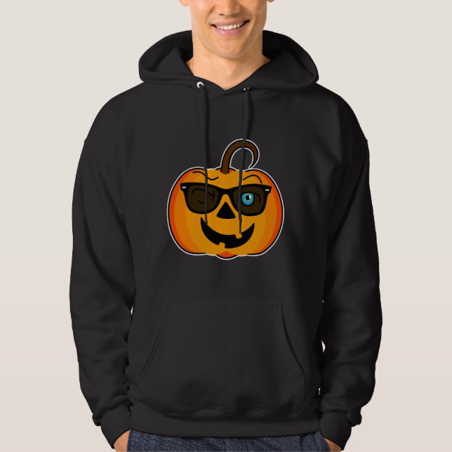 Funny Spooky Pumpkin iconic winkS on dark Hoodie (Front)
