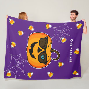 Funny Spooky Pumpkin iconic winkS Only treats!!! Fleece Blanket