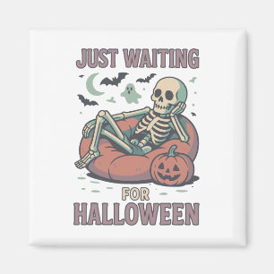 Funny Spooky Skeleton Summerween Waiting For Hallo Magnet